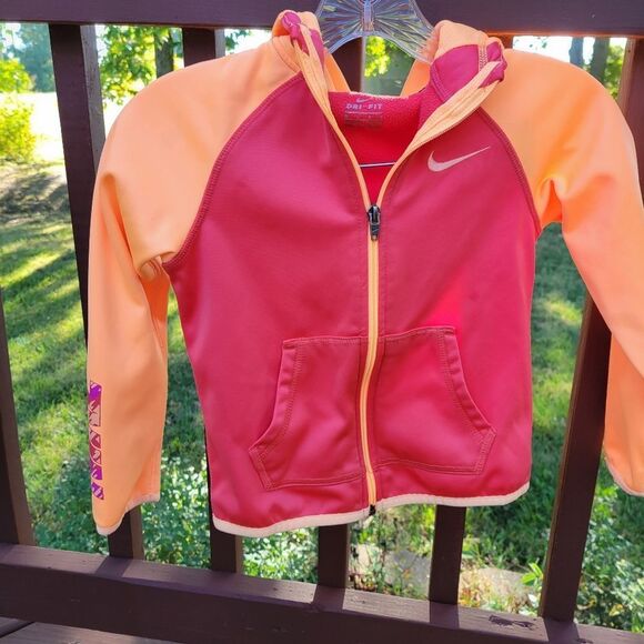 Nike Kids' Pink and Orange Zip-Up Hoodie - Picture 1 of 8